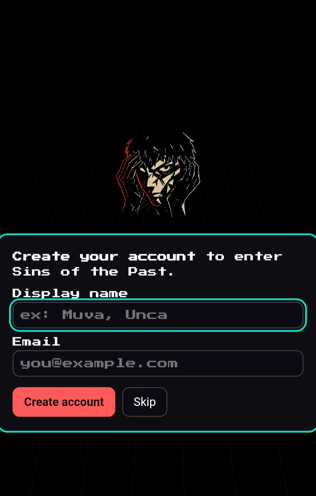 Landing page of Sins of the Past — luxury fashion brand